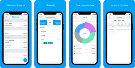 screenshot of clockify time tracker app